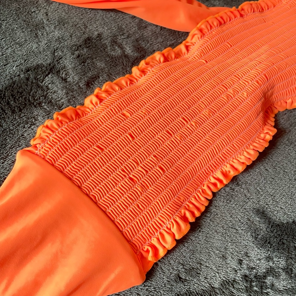 SheIn Orange Bandeau Style Swim Top Size M